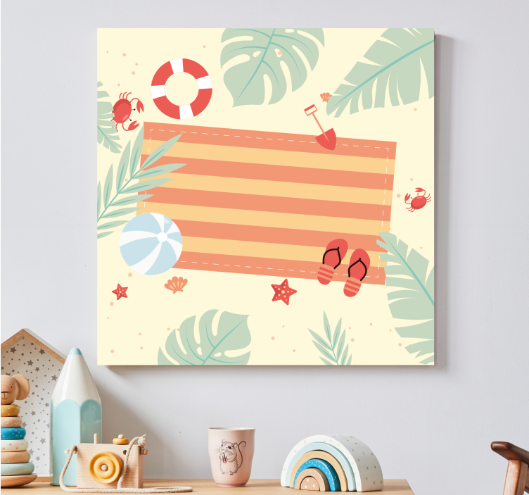 Flowers canvas with coastal landscape elements - TenStickers