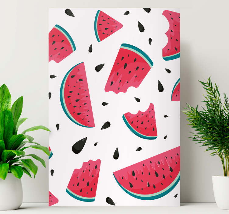 Fruit canvas wall art refreshing watermelon slice - TenStickers