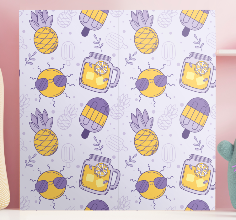 Fruit canvas wall art sunny pineapple delights - TenStickers