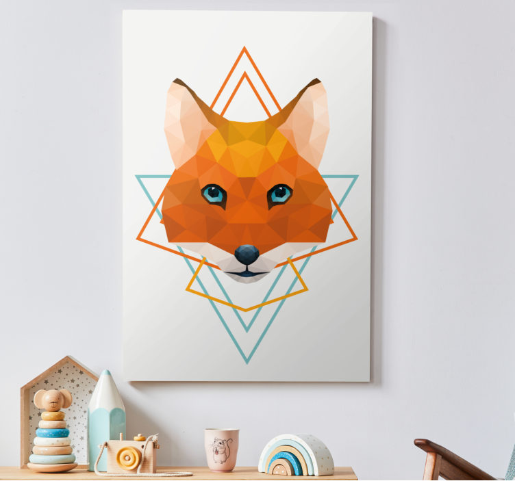 Geometric-animals wild fox  animal canvas prints - TenStickers