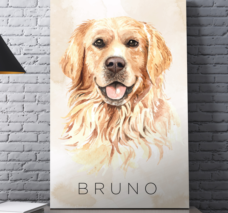 Golden dog  with name'canvas prints - TenStickers