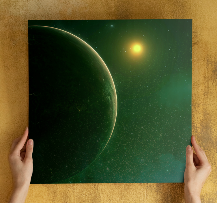 Green planet satellite space landscape canvas - TenStickers