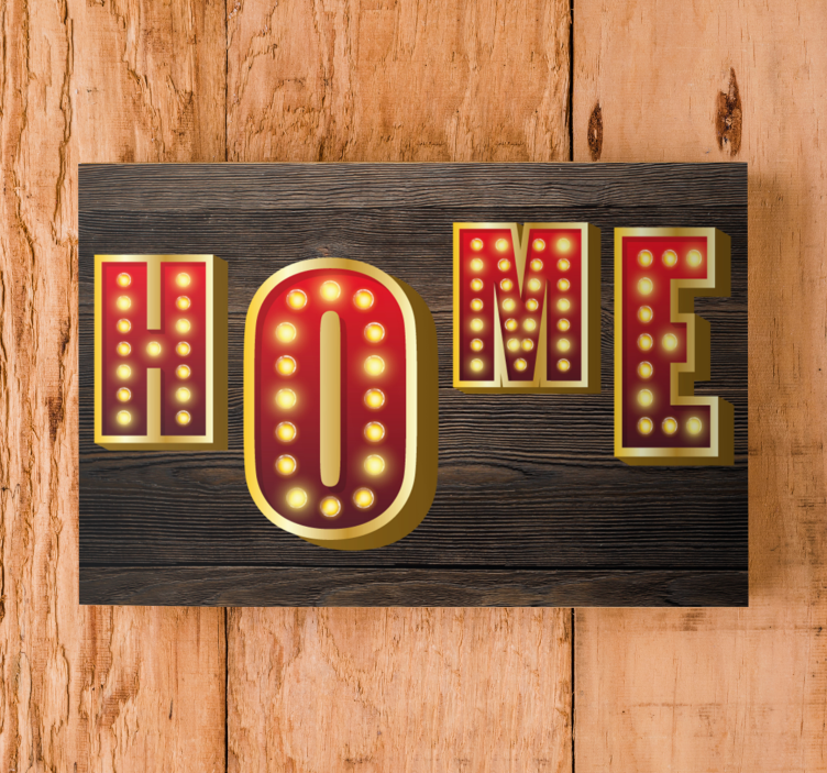 "Home" neon text quote canvas - TenStickers