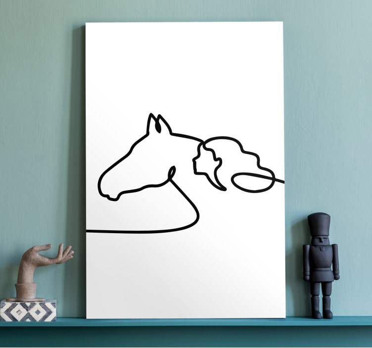 Horse and girl outline canvas - TenStickers