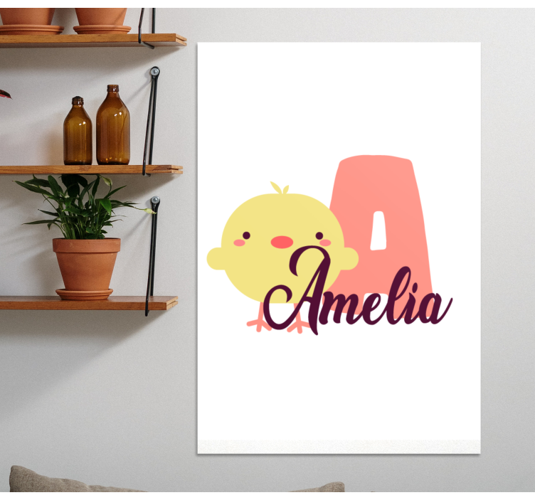 Initial and name with baby girl chick bird - TenStickers