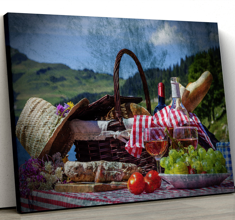 Landscape canvas picnic basket artwork - TenStickers