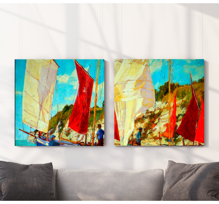 Landscape canvas sailing boats scene - TenStickers