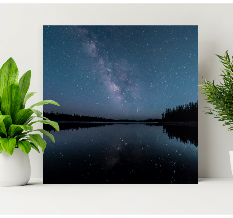 Landscape canvas starry night reflection - TenStickers
