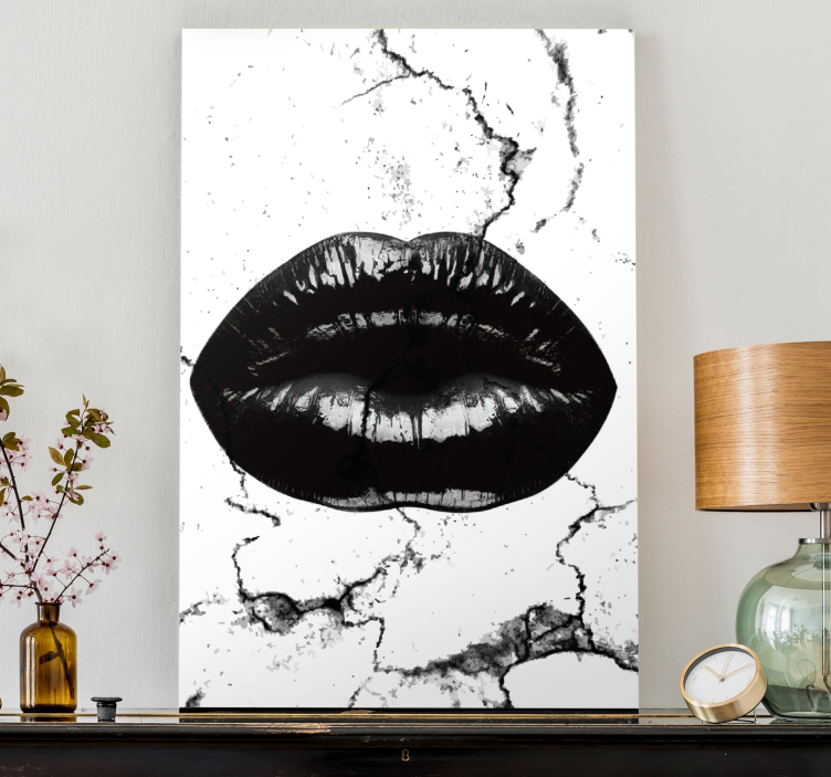 Landscape canvas with striking black lips - TenStickers