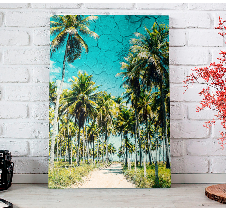 Landscape with palm tree canvas for living room - TenStickers