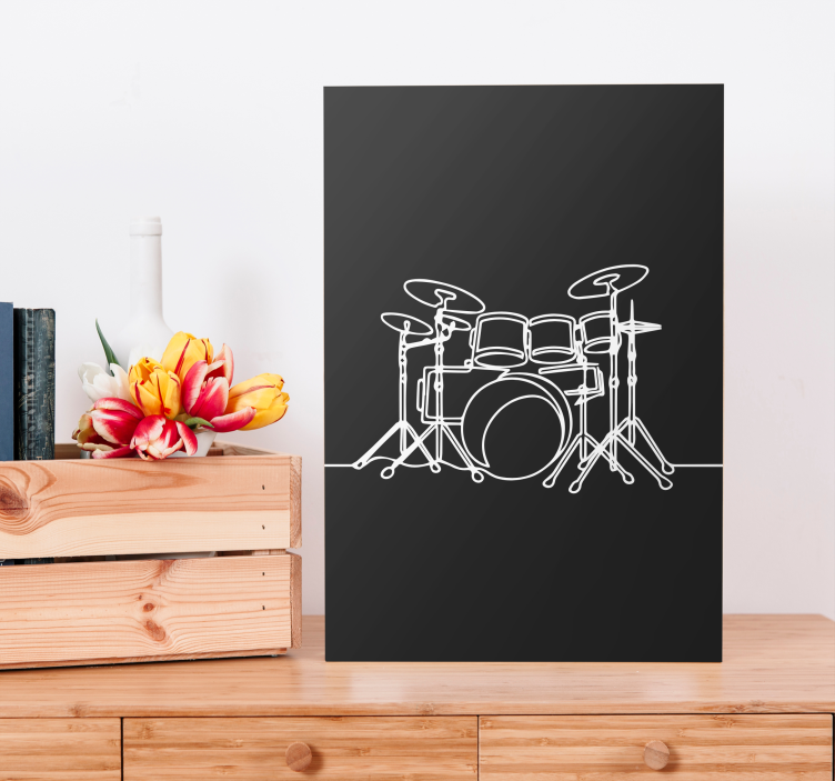 Line art drum elegant design Music canvas - TenStickers