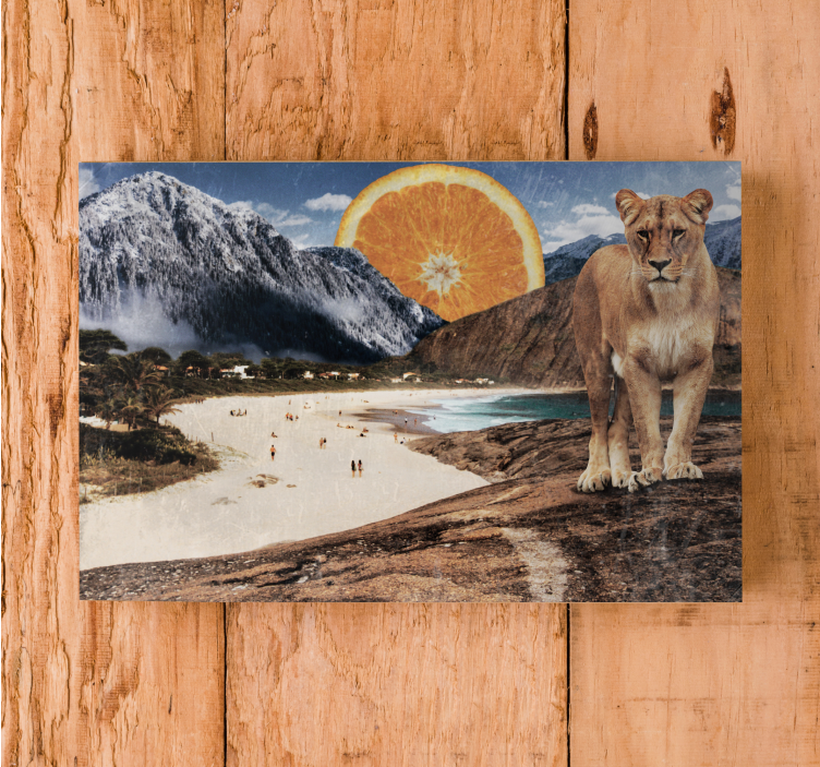 Lioness on Beach animal canvas prints - TenStickers