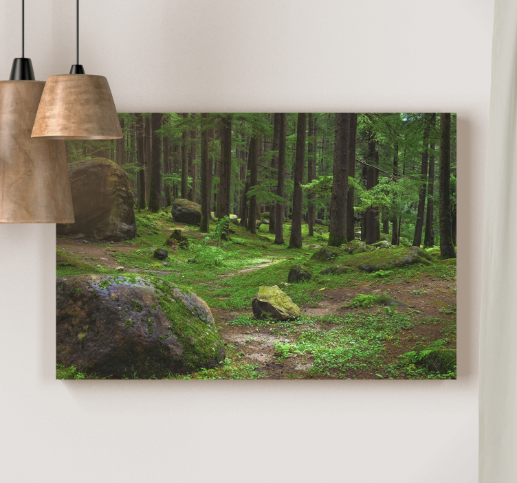 Lush Forest Path tree canvas wall art - TenStickers
