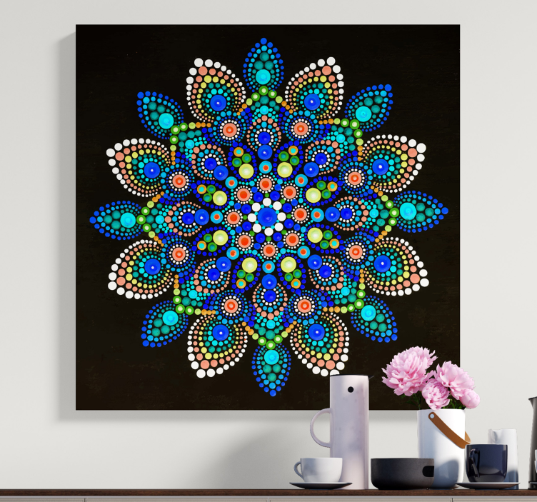 Mandala colourful dots mandala canvas wall art - TenStickers