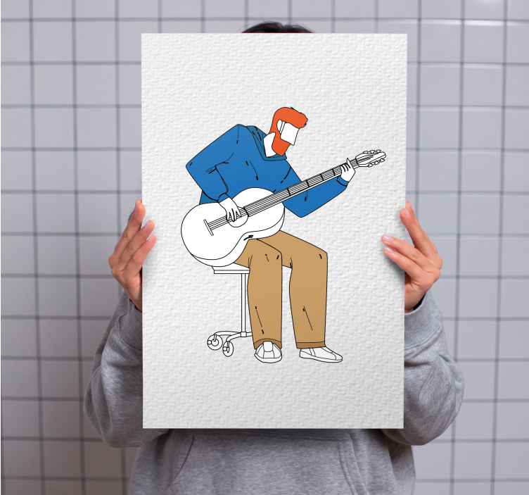 Minimalistic guitarist Music canvas - TenStickers