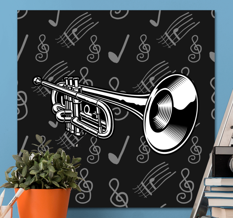 Music canvas art musical brass trumpet print - TenStickers