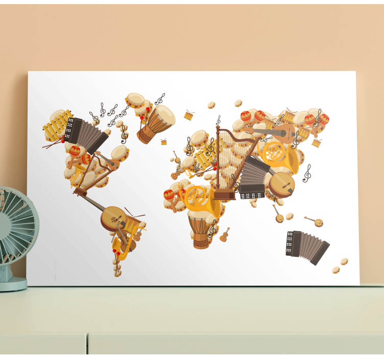 Musical Instrument world map canvas - TenStickers