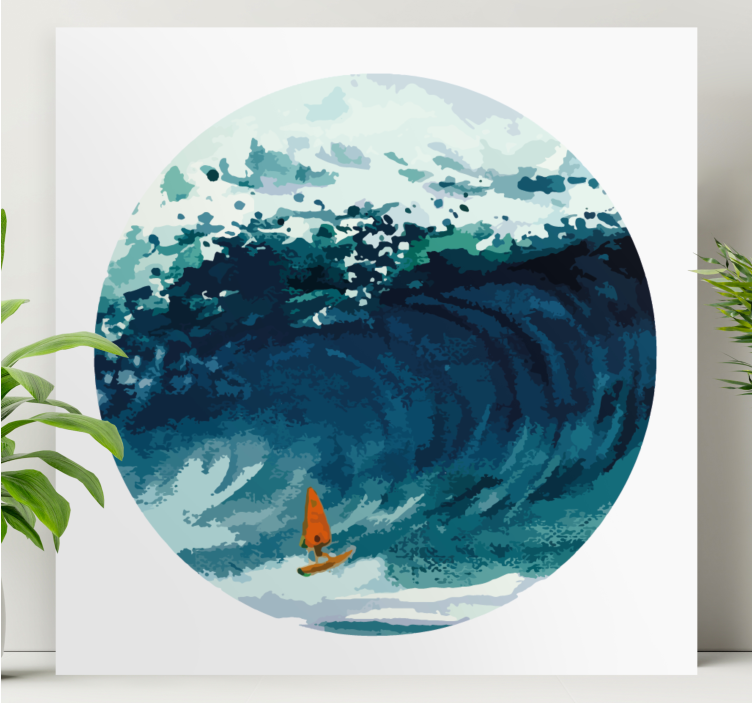 Nautical canvas art surfer riding the wave - TenStickers