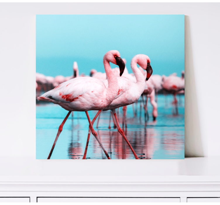 Nice flamingos on the beach canvas wall art for - TenStickers