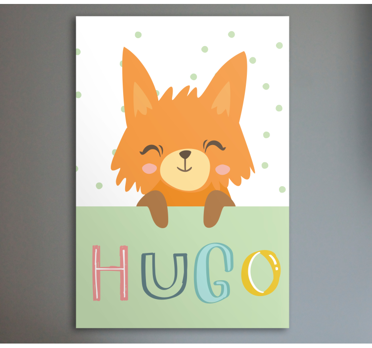 Nordic fox with name animal canvas prints - TenStickers