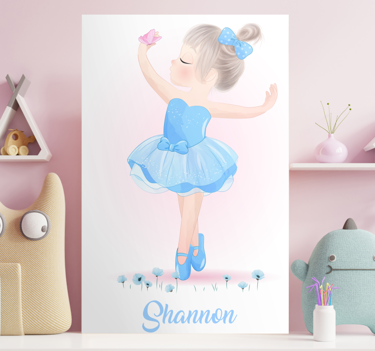 Nursery canvas dancing girl with butterfly - TenStickers