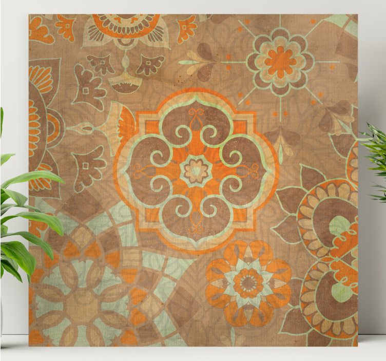 Oriental canvas wall art with intricate botanical designs - TenStickers