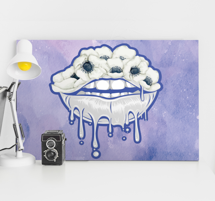 Ornamental canvas print mouth with blooms - TenStickers