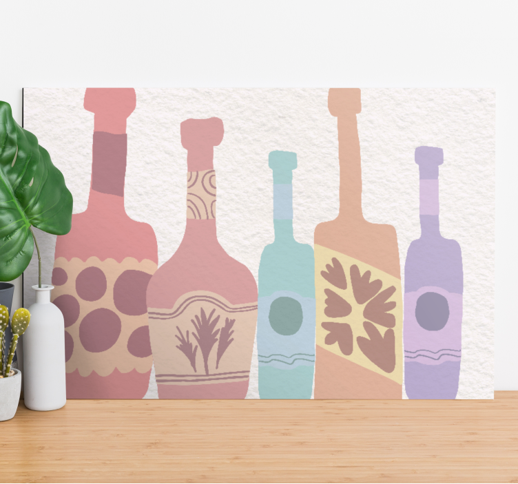 Ornamental canvas print of colorful bottle silhouettes - TenStickers