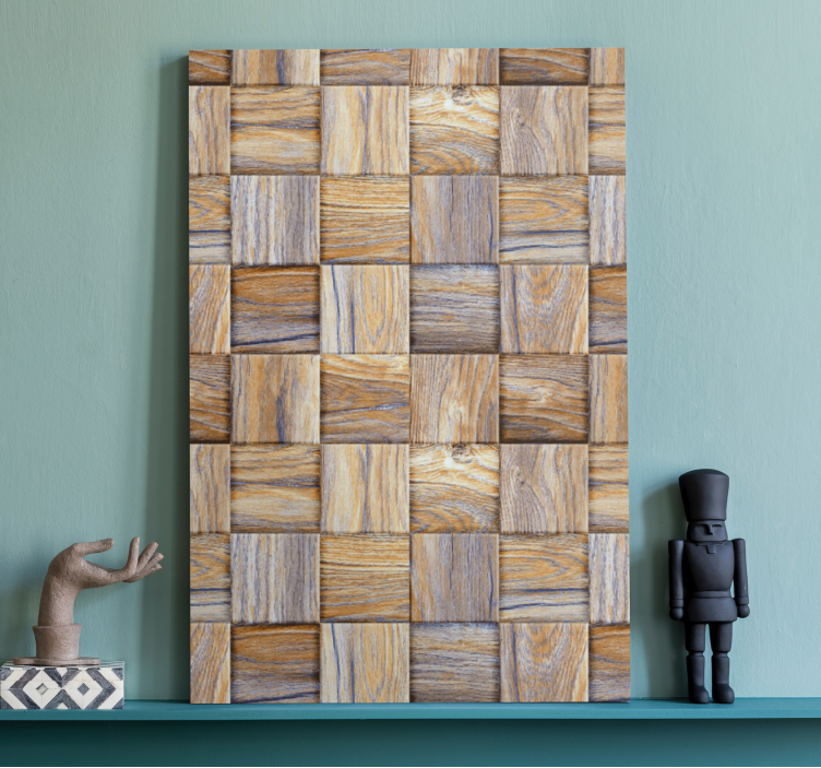 Ornamental canvas print rustic wood blocks - TenStickers
