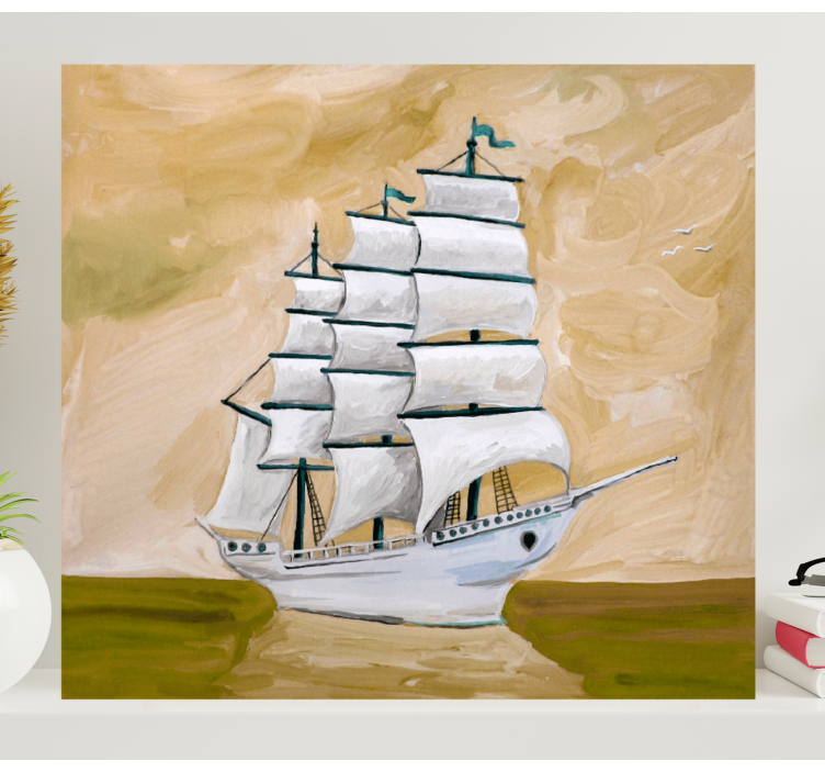 Painted ship Nautical canvas print - TenStickers