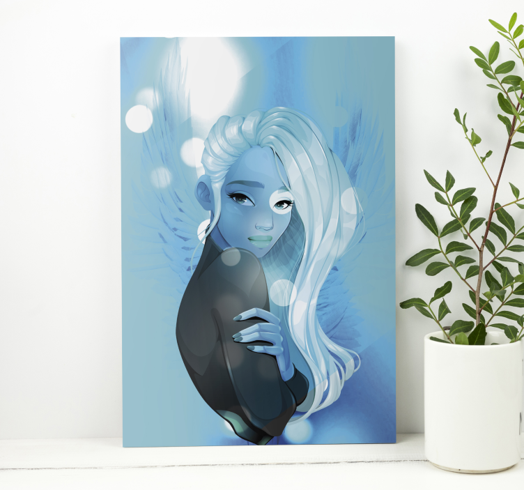 People canvas blue haired figure - TenStickers