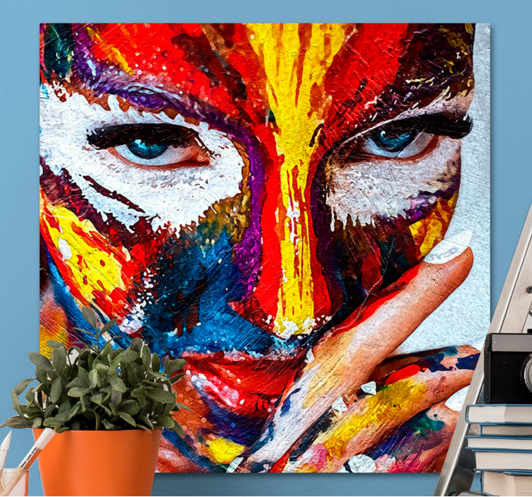 People canvas colorful face artwork - TenStickers