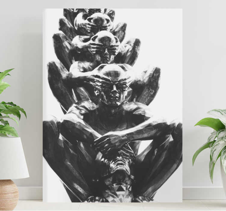 People canvas stacked human figures art print - TenStickers