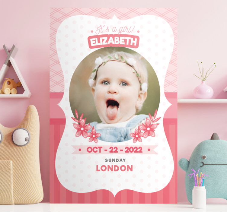 Personalised pink announcement cocktail canvas - TenStickers