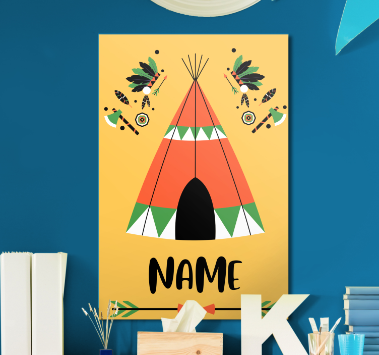 Personalised Teepee childrens wall art canvas - TenStickers