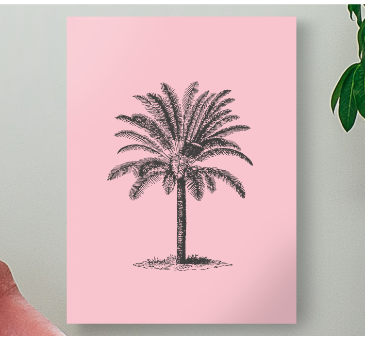 Pink palm tree design canvas wall art - TenStickers