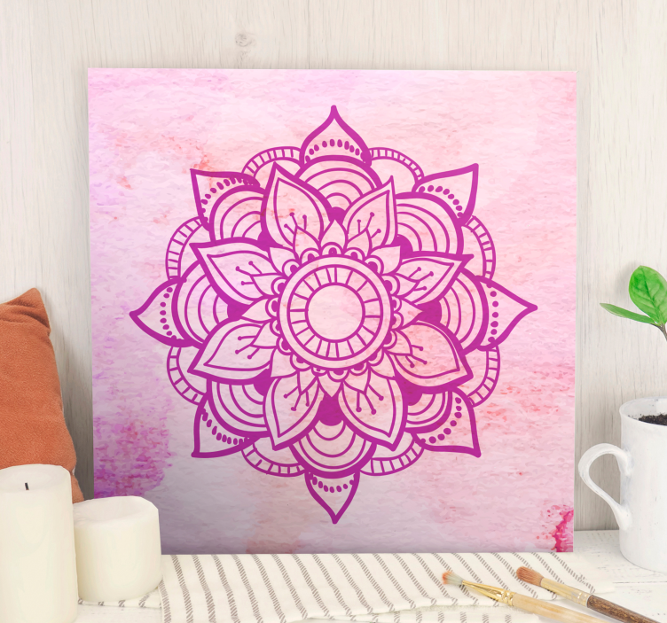 Pink watercolour mandala canvas wall art - TenStickers