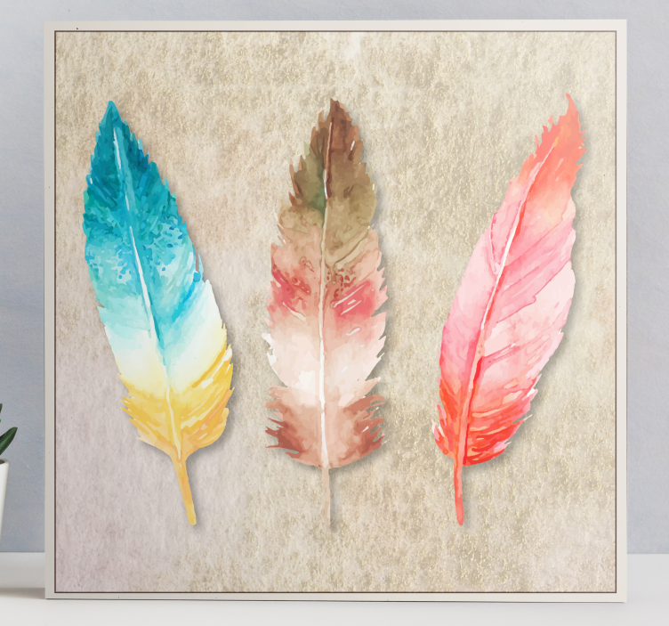 plumas pintadas de acuarela canvas wall art - TenStickers