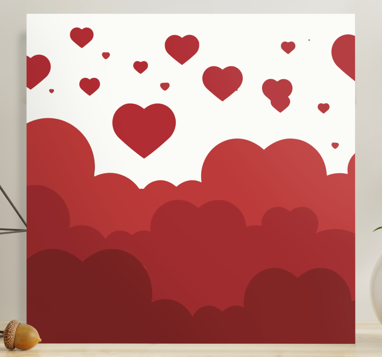 Red heart cloud design bedroom wall prints - TenStickers