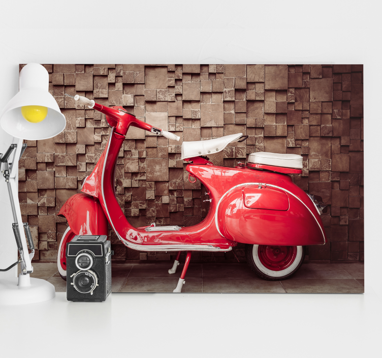 Red motorbike retro canvas art - TenStickers