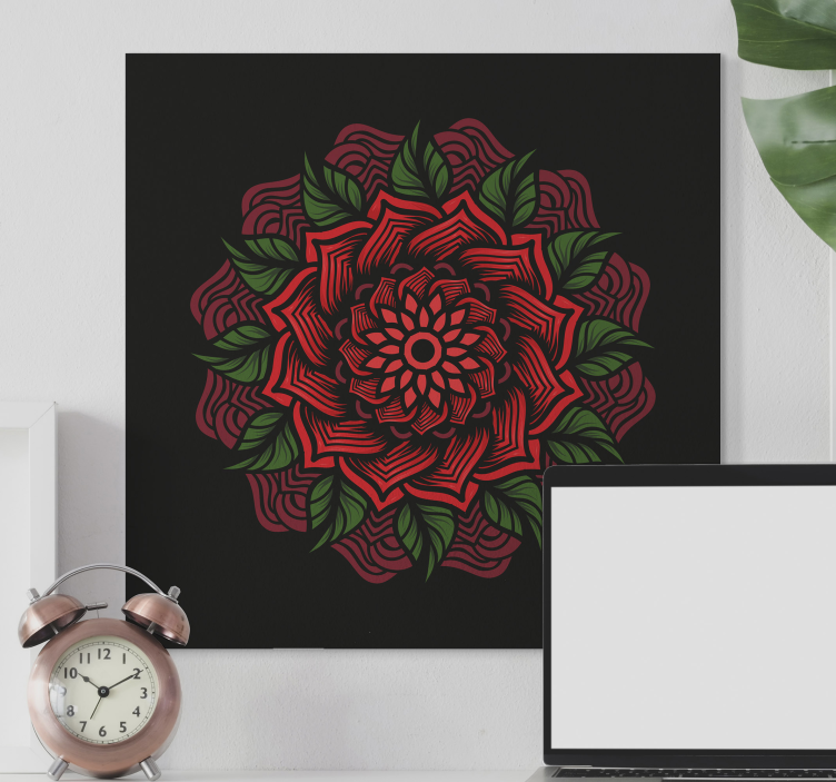 Rose themed mandala mandala canvas wall art - TenStickers