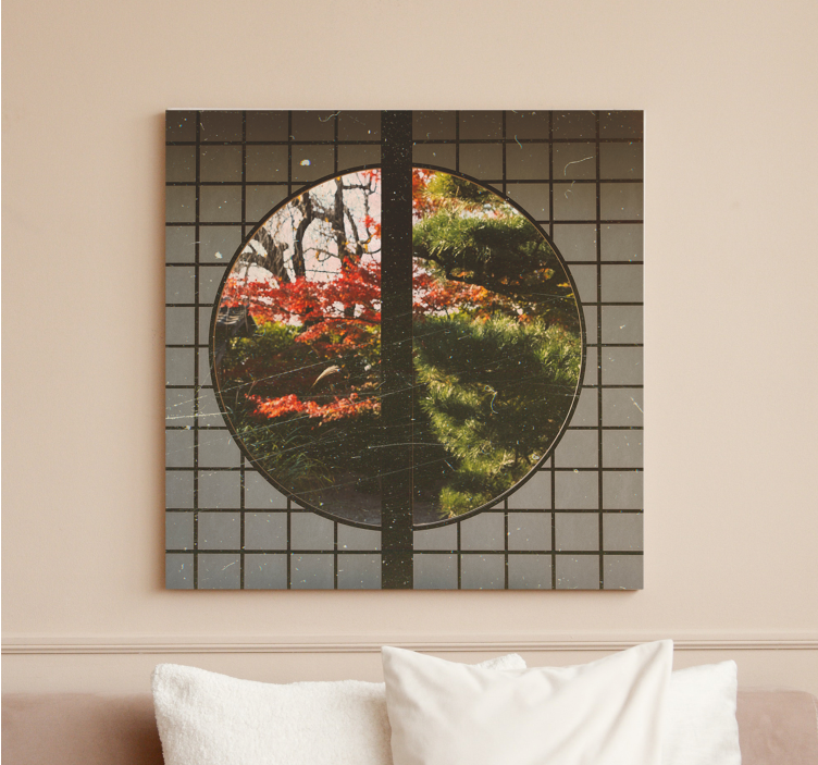 Round window cottagecore views landscape canvas - TenStickers