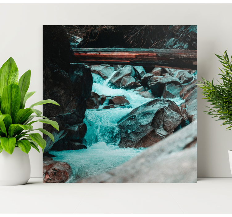 Rushing river flow landscape canvas - TenStickers