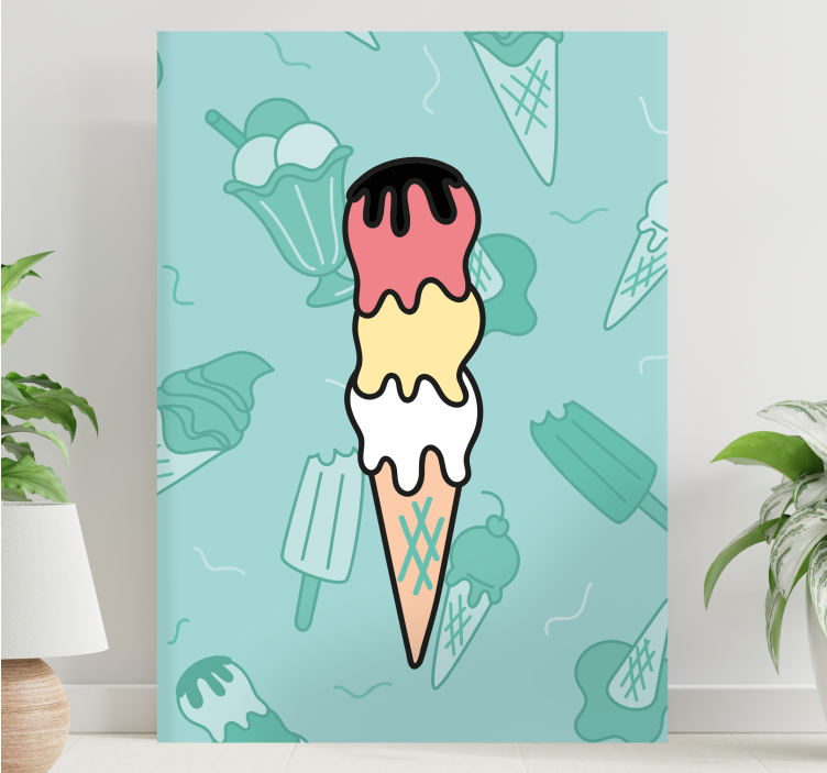 Rustic canvas wall art ice cream cone delight - TenStickers