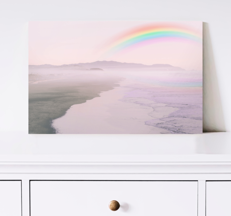 Serene coastal rainbow landscape canvas - TenStickers