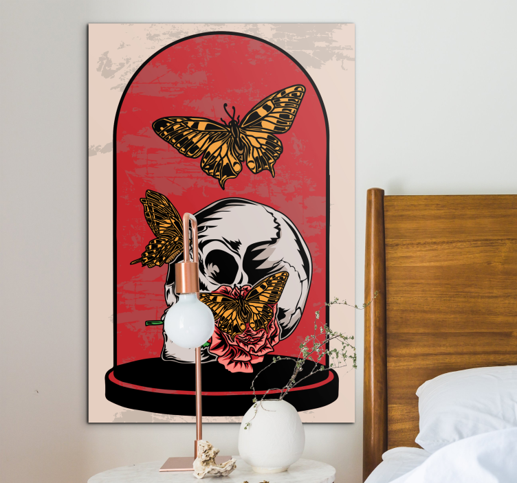 Skull Butterfly Contrast canvas art - TenStickers
