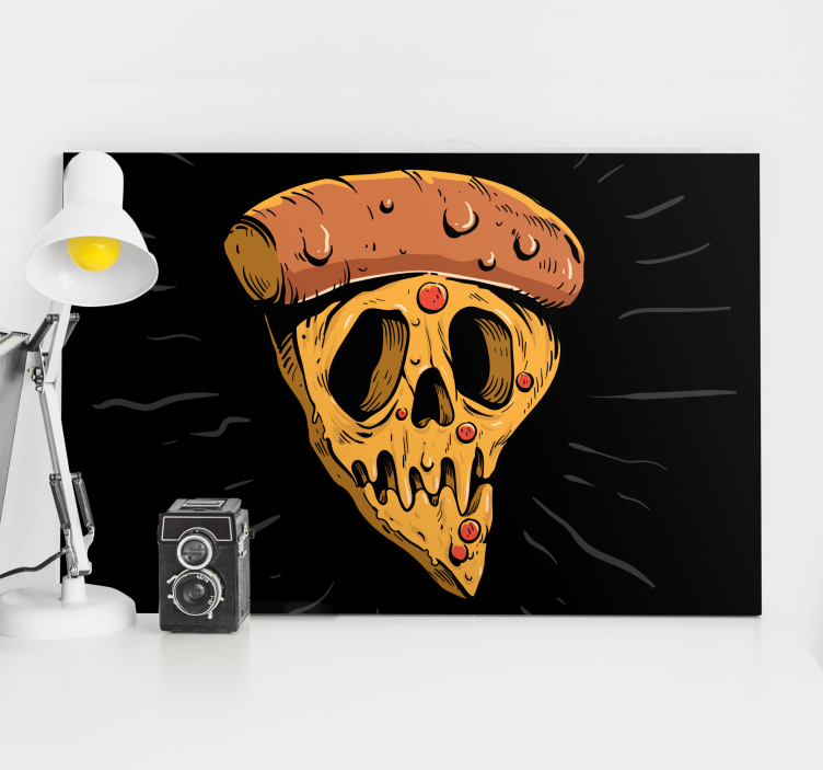 Skull Pizza Slice quote canvas - TenStickers