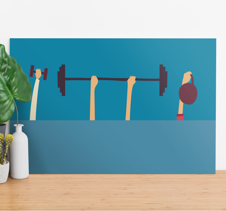 Sports canvas art fitness gear hands - TenStickers