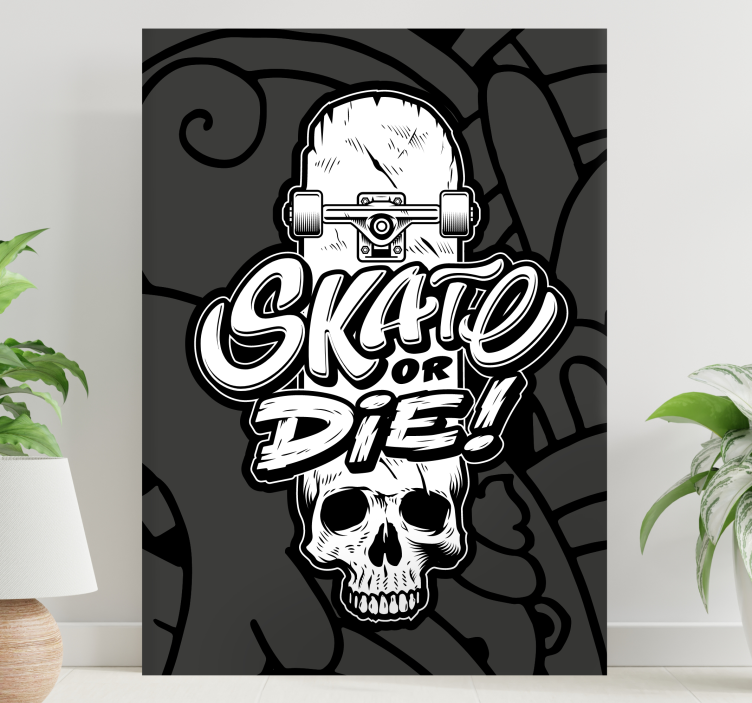 Sports canvas art skateboard skull artwork - TenStickers