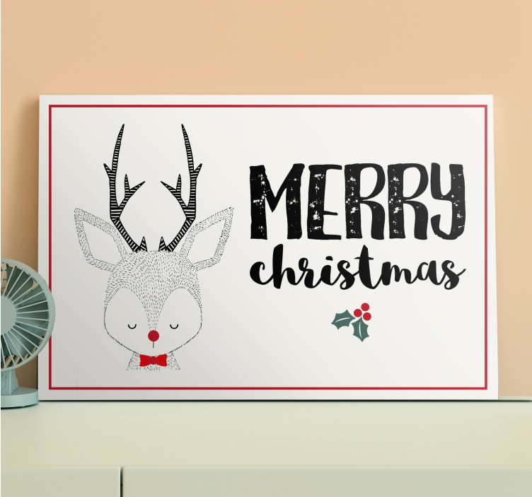 Stag canvas merry christmas reindeer art print - TenStickers